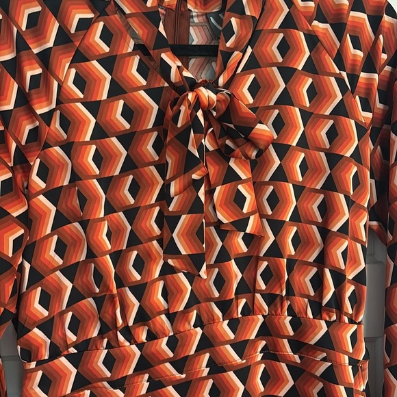 Worthington Orange Bishop Sleeve Midi Dress - Picture 3 of 4